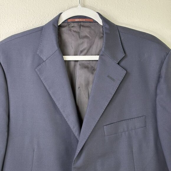 Hickey Freeman Worsted Wool Blazer Jacket Size 44R Navy Two Button Sport Coat - Picture 2 of 15